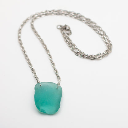 Aqua Beach Glass Vibrant Necklace — Nova Scotia