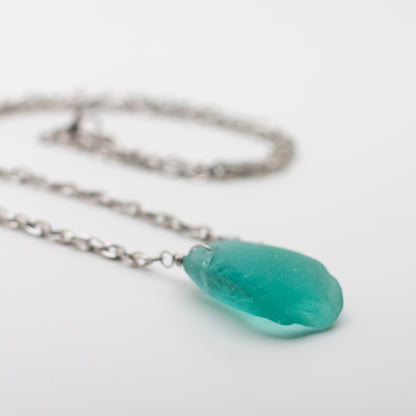 Aqua Beach Glass Vibrant Necklace — Nova Scotia