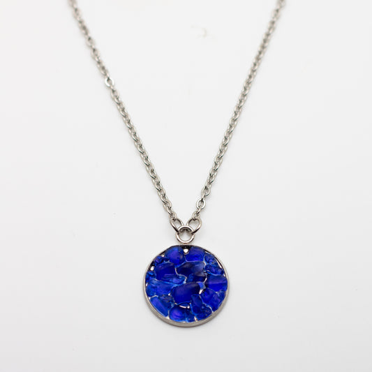 Cobalt Beach Glass Mosaic Necklace — Lake Erie