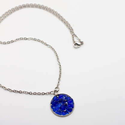 Cobalt Beach Glass Mosaic Necklace — Lake Erie