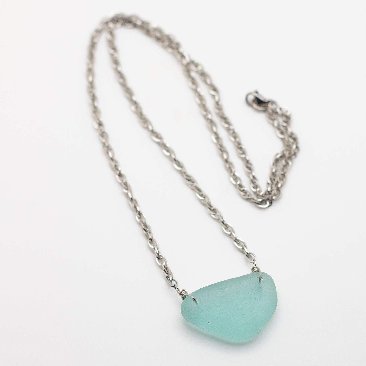 Aqua Beach Glass Necklace — Lake Erie