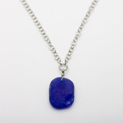 Cobalt Beach Glass Necklace — Lake Erie