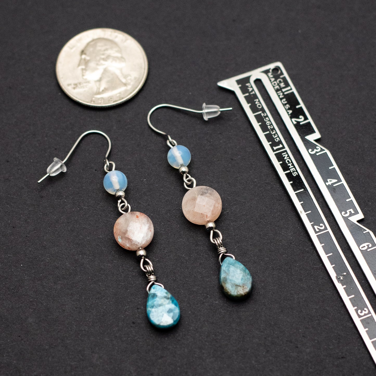 Apatite, Sunstone, & Opalite Earrings