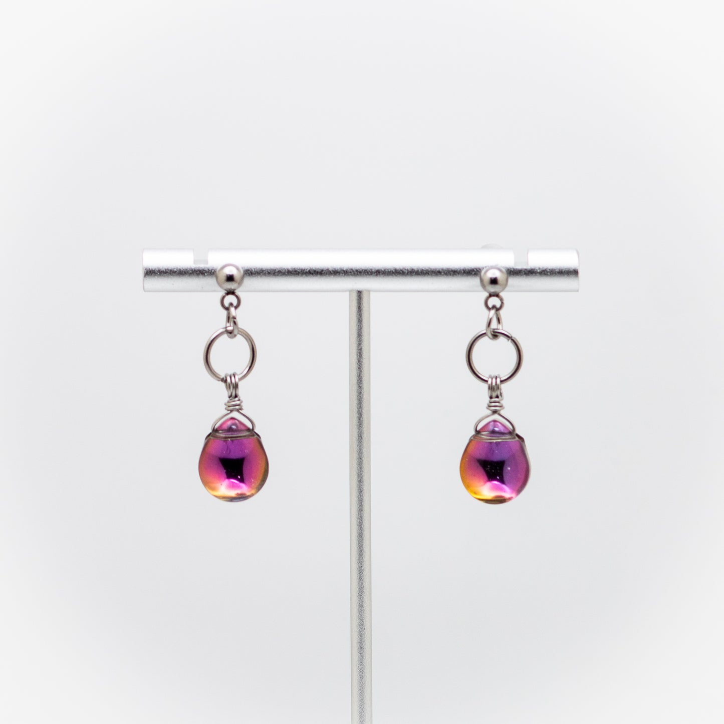 Iridescent Glass Stud-Base Earrings (4 Color Options)