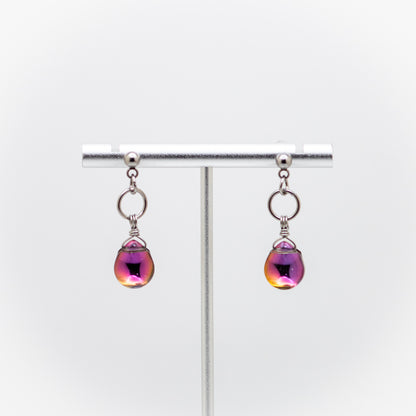 Iridescent Glass Stud-Base Earrings (4 Color Options)