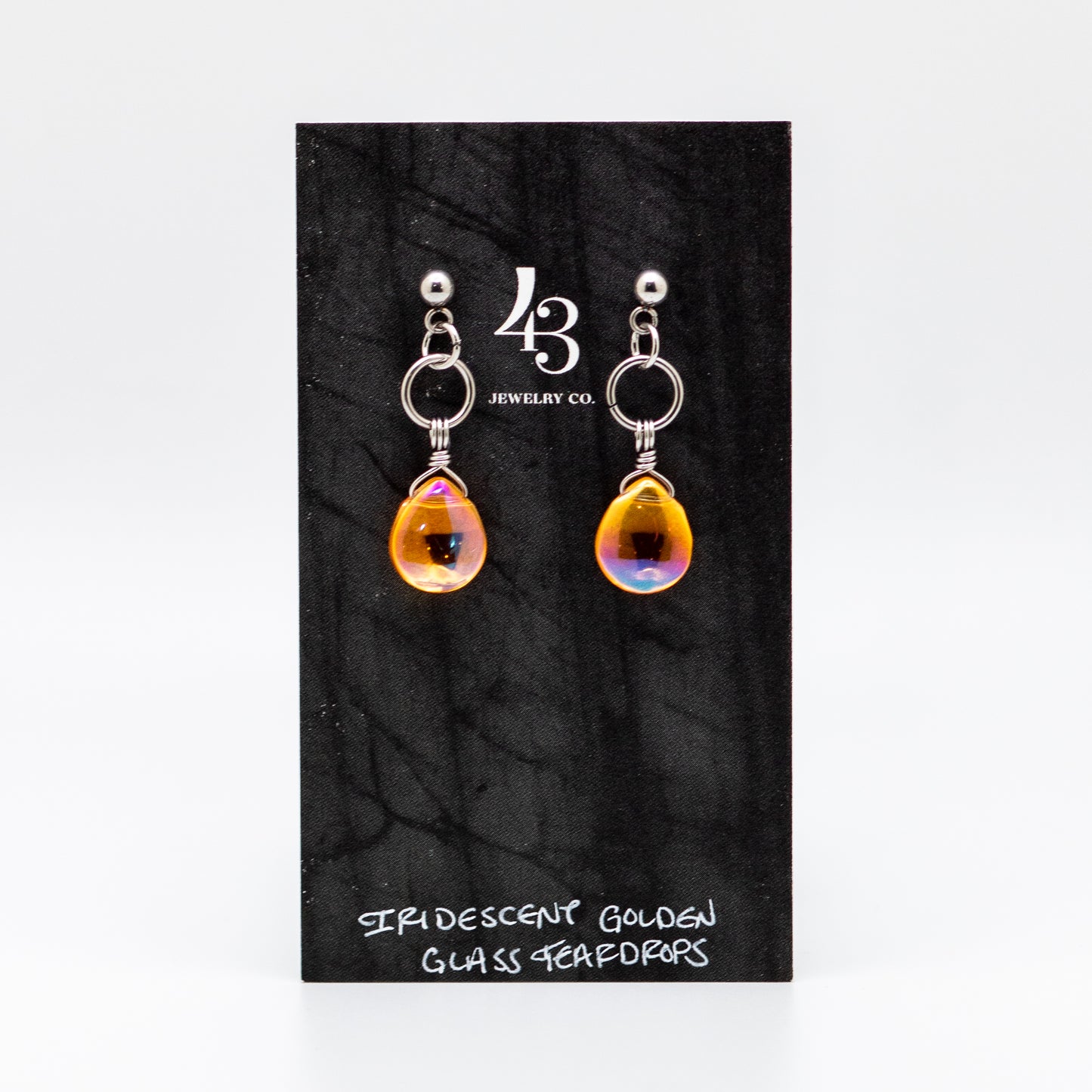 Iridescent Glass Stud-Base Earrings (4 Color Options)