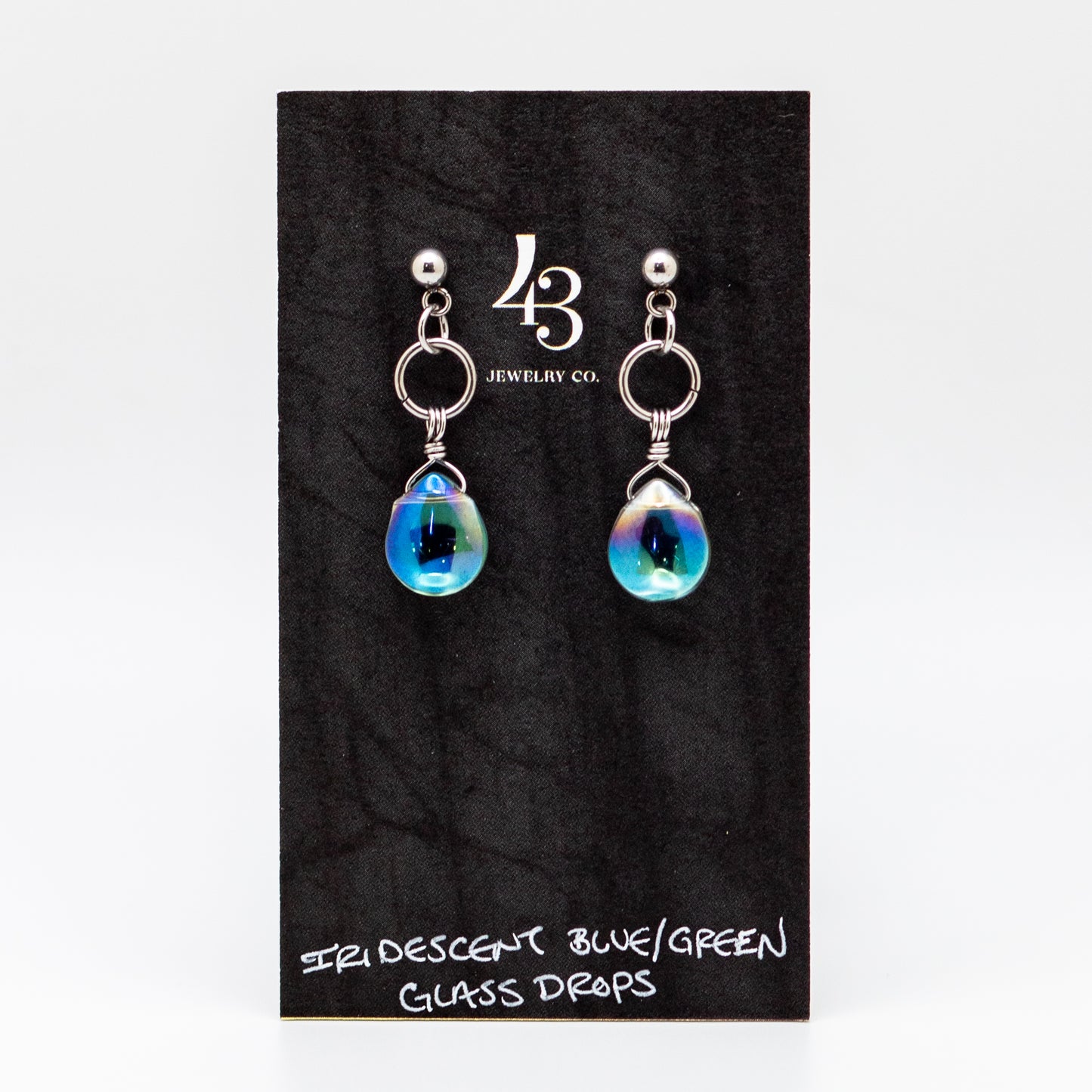 Iridescent Glass Stud-Base Earrings (4 Color Options)