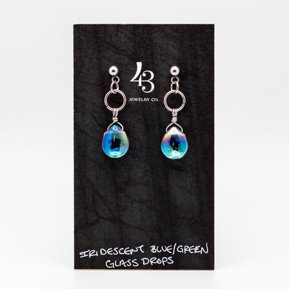 Iridescent Glass Stud-Base Earrings (4 Color Options)