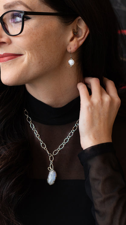 Blue Moonstone Sterling Silver Necklace