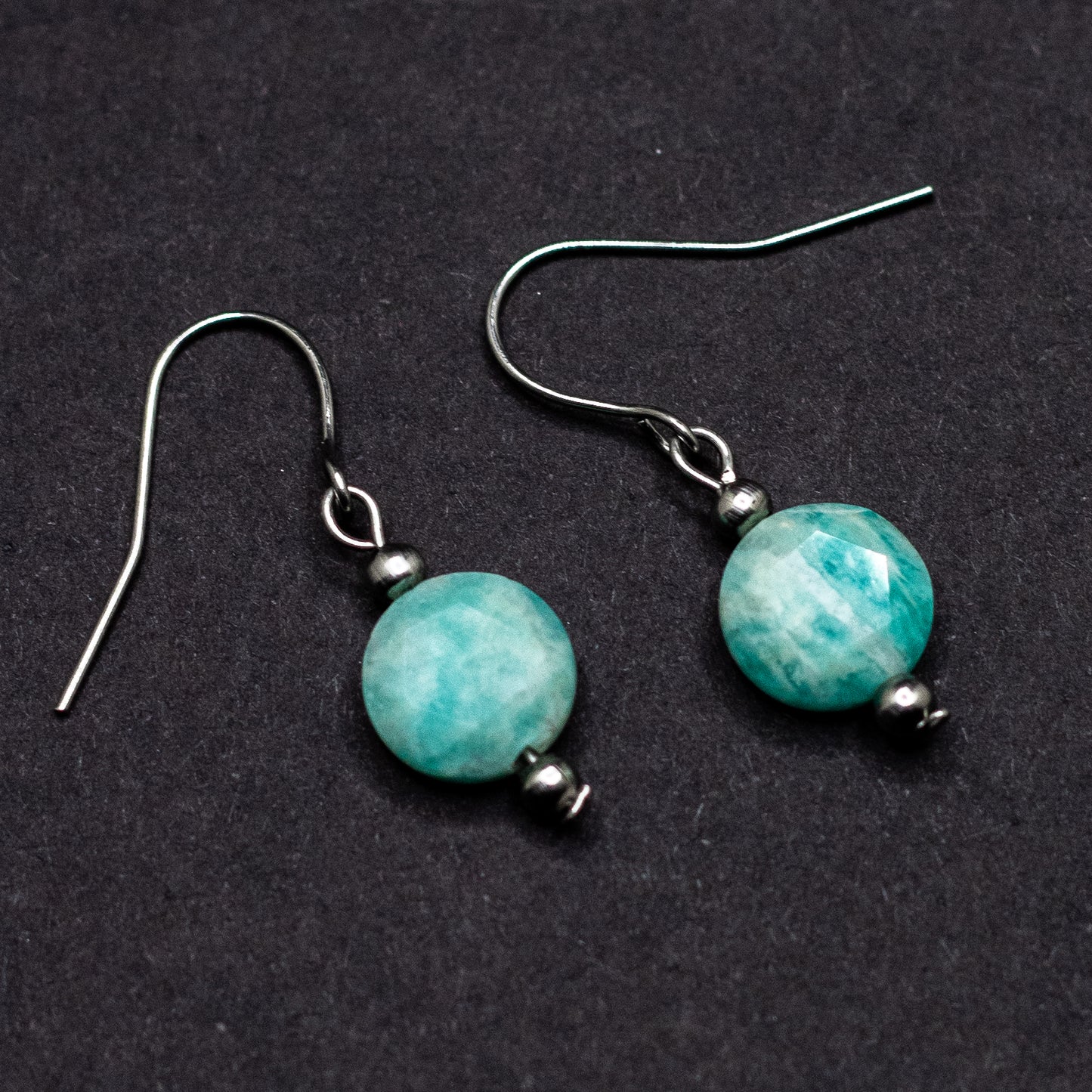 Amazonite Faceted Coin Earrings