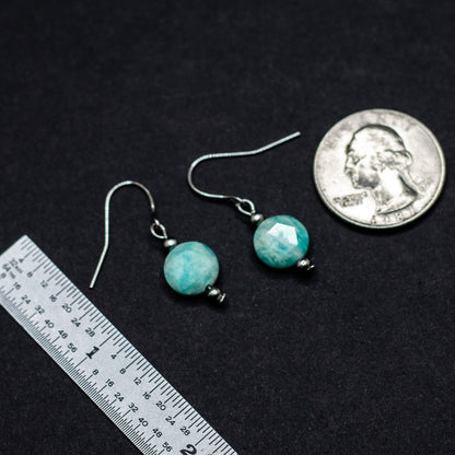 Amazonite Faceted Coin Earrings