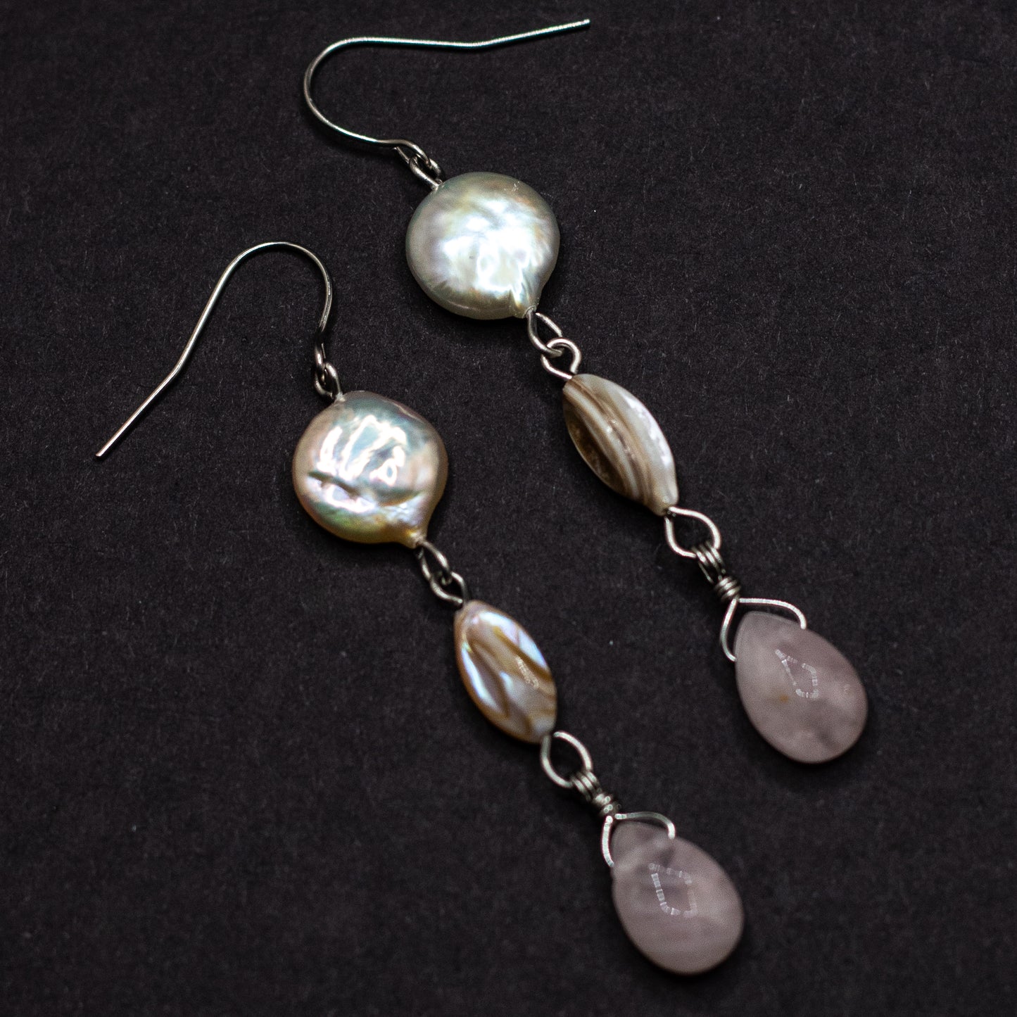 Pearl & Rose Quartz Earrings