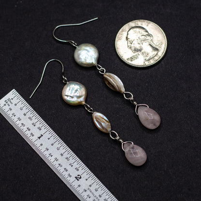 Pearl & Rose Quartz Earrings