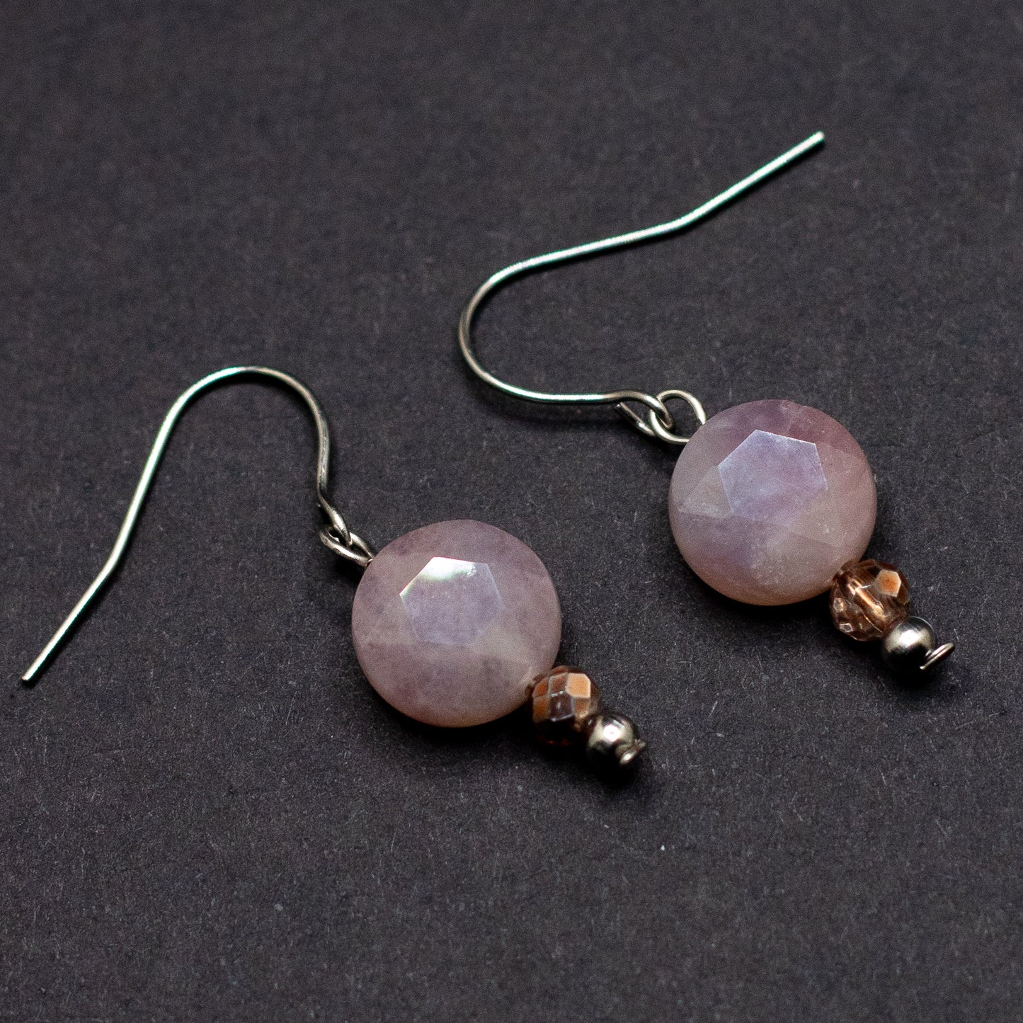 Rose Quartz Faceted Coin Earrings