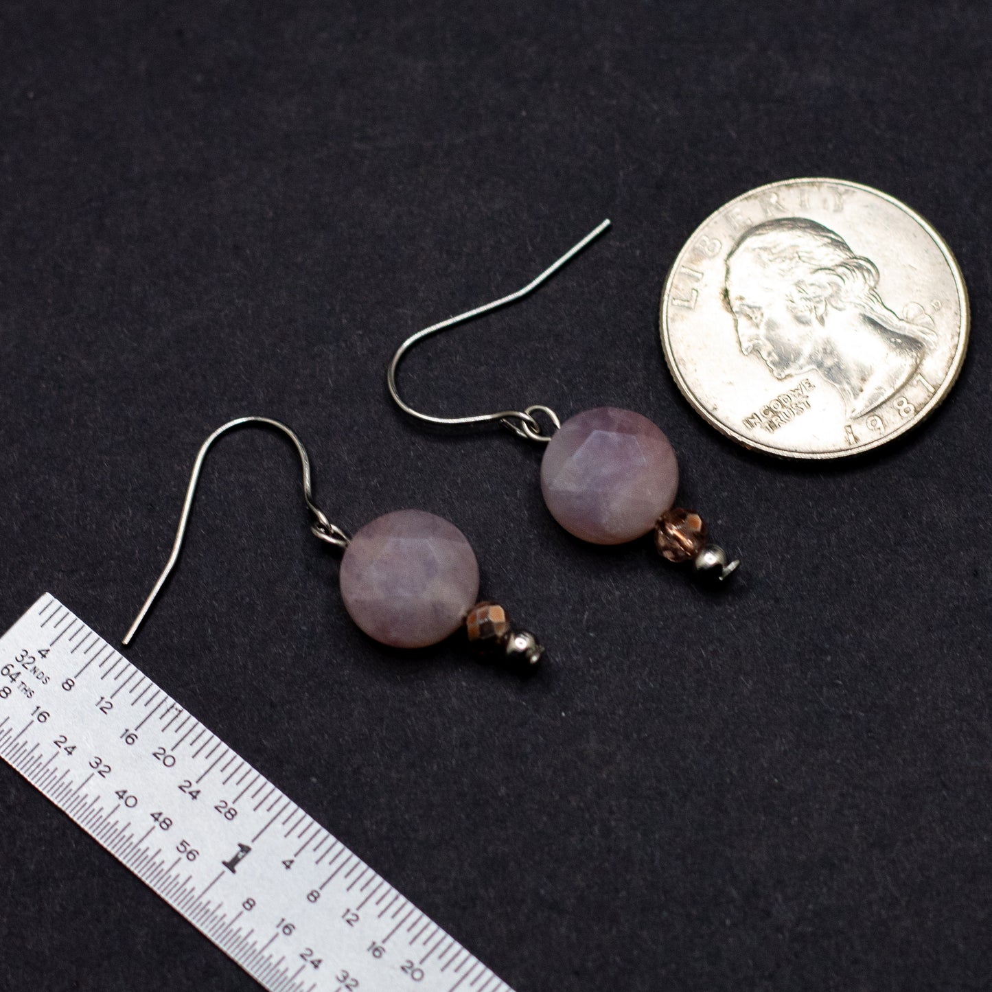 Rose Quartz Faceted Coin Earrings