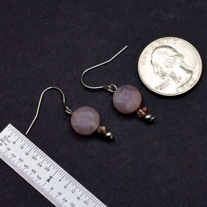 Rose Quartz Faceted Coin Earrings