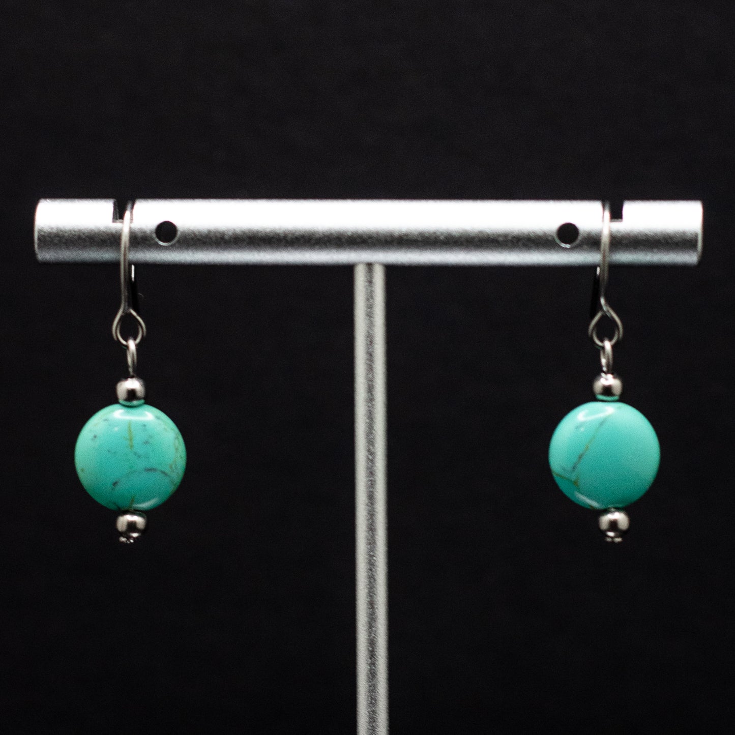 Turquoise Howlite Coin Earrings