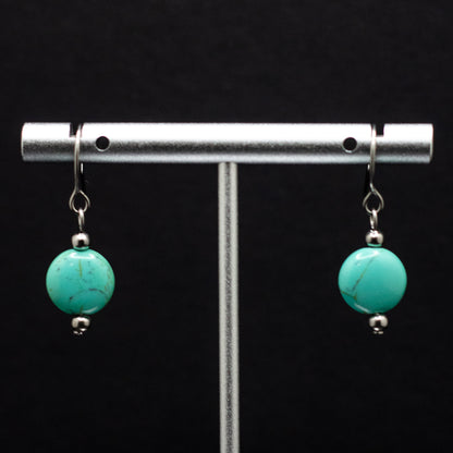 Turquoise Howlite Coin Earrings