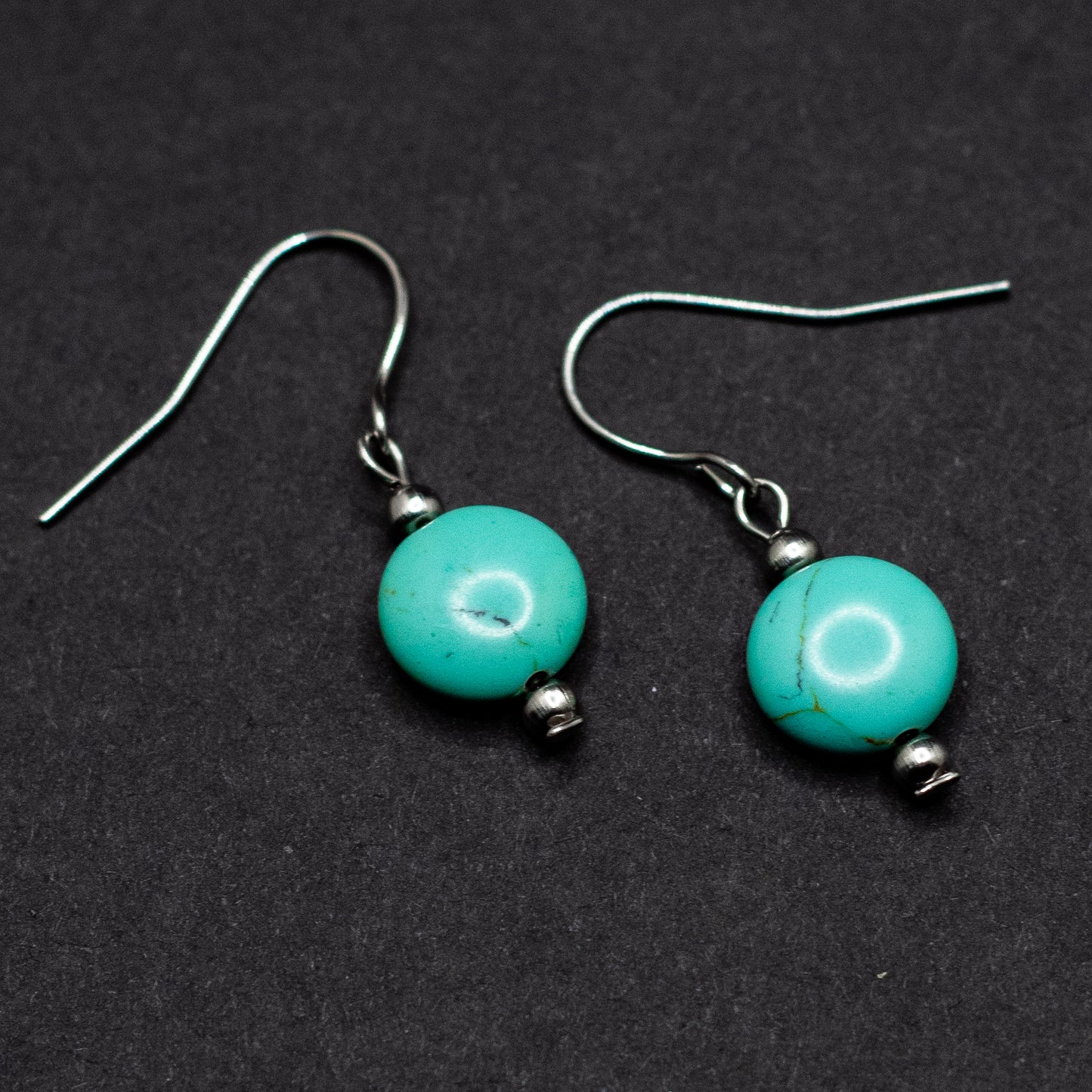 Turquoise Howlite Coin Earrings