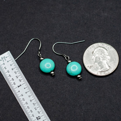 Turquoise Howlite Coin Earrings