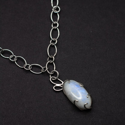 Blue Moonstone Sterling Silver Necklace