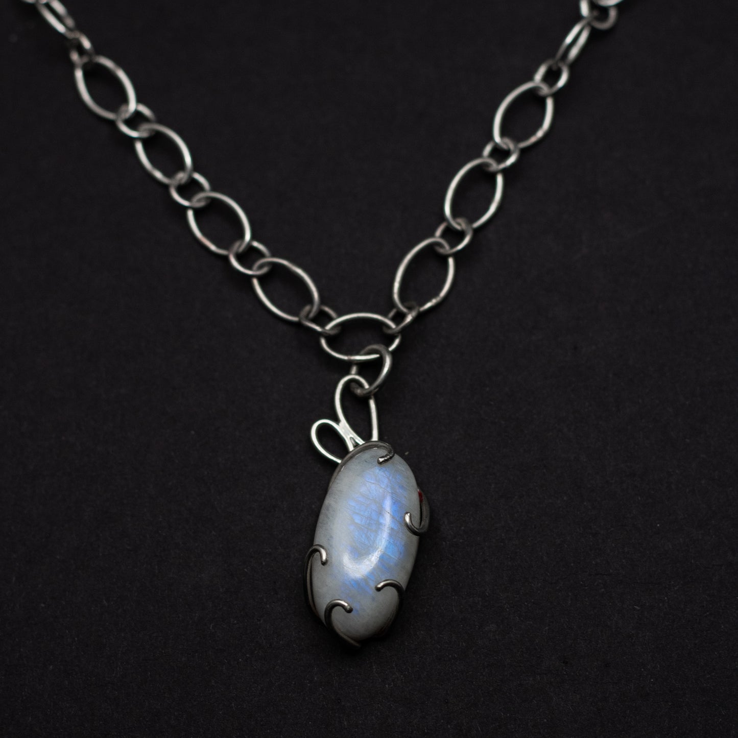 Blue Moonstone Sterling Silver Necklace