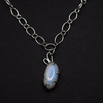 Blue Moonstone Sterling Silver Necklace
