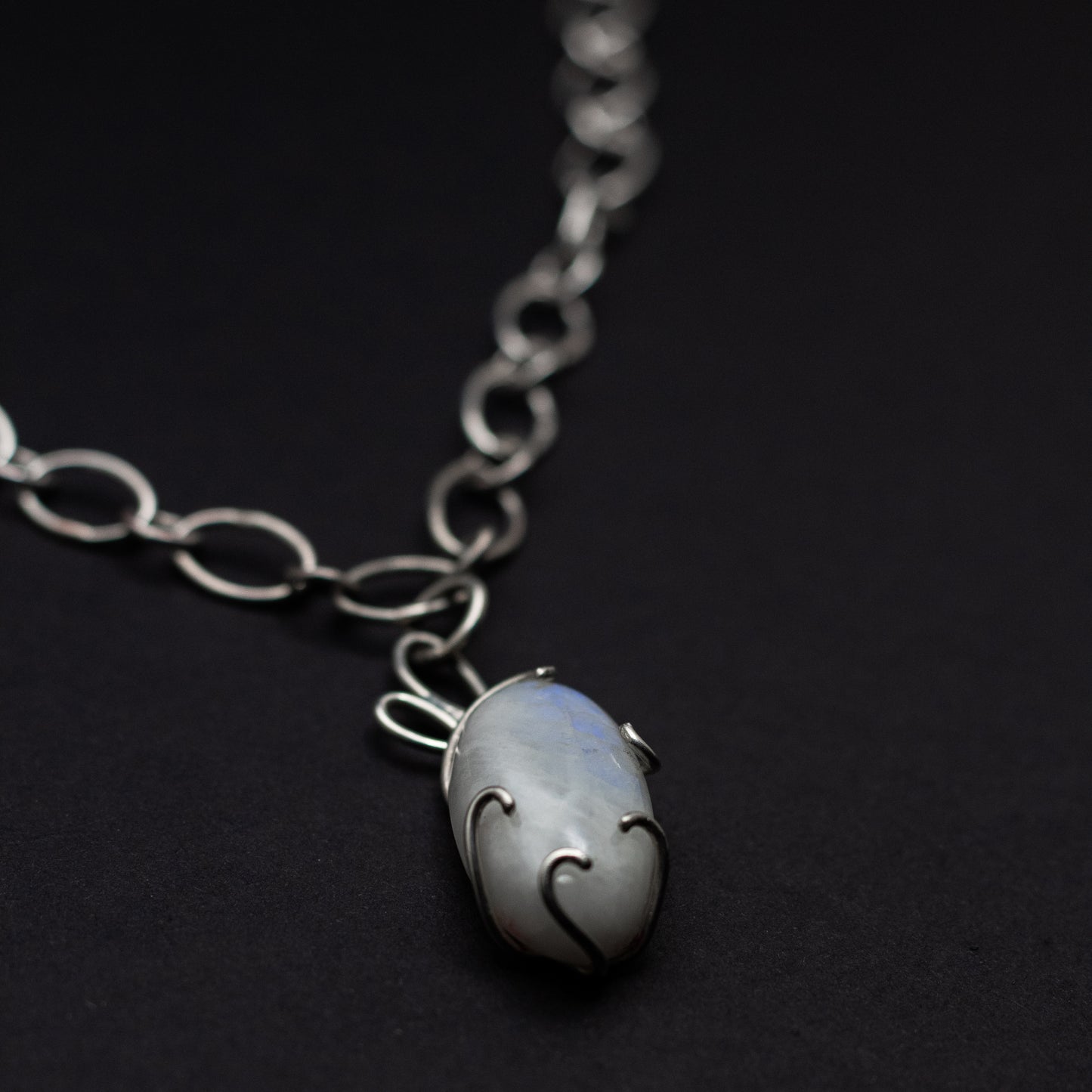 Blue Moonstone Sterling Silver Necklace