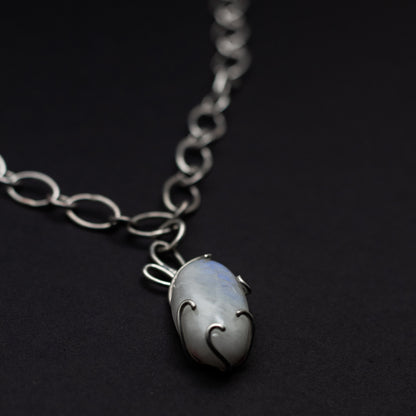 Blue Moonstone Sterling Silver Necklace