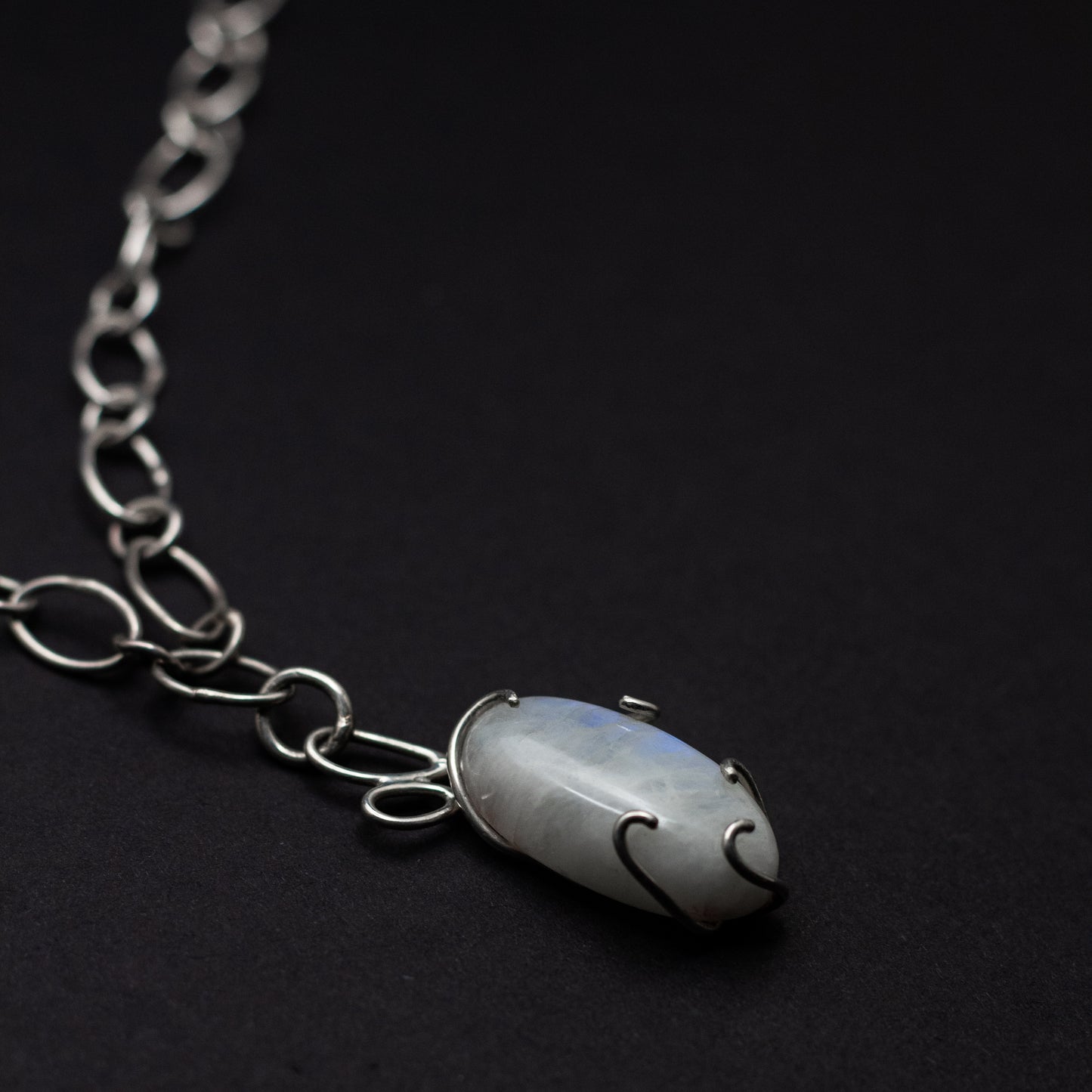 Blue Moonstone Sterling Silver Necklace