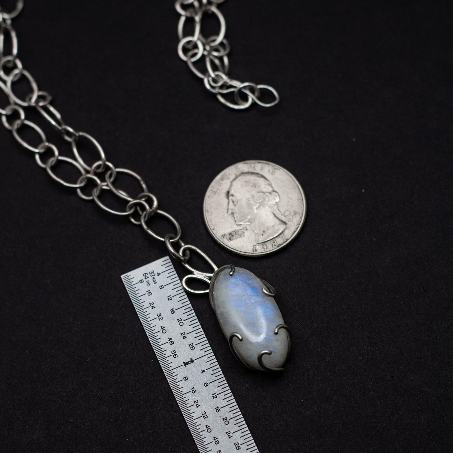 Blue Moonstone Sterling Silver Necklace
