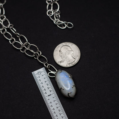 Blue Moonstone Sterling Silver Necklace
