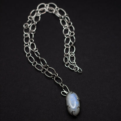 Blue Moonstone Sterling Silver Necklace