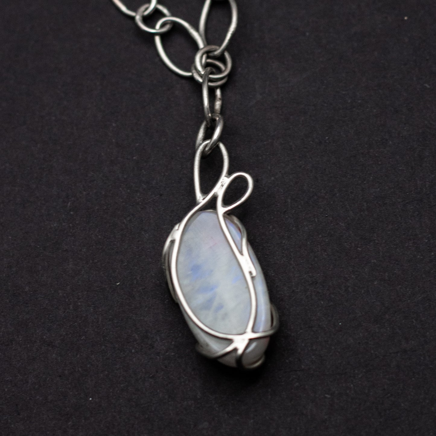 Blue Moonstone Sterling Silver Necklace