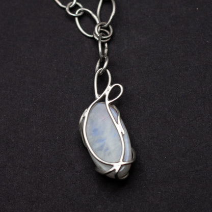 Blue Moonstone Sterling Silver Necklace