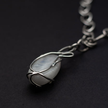 Blue Moonstone Sterling Silver Necklace