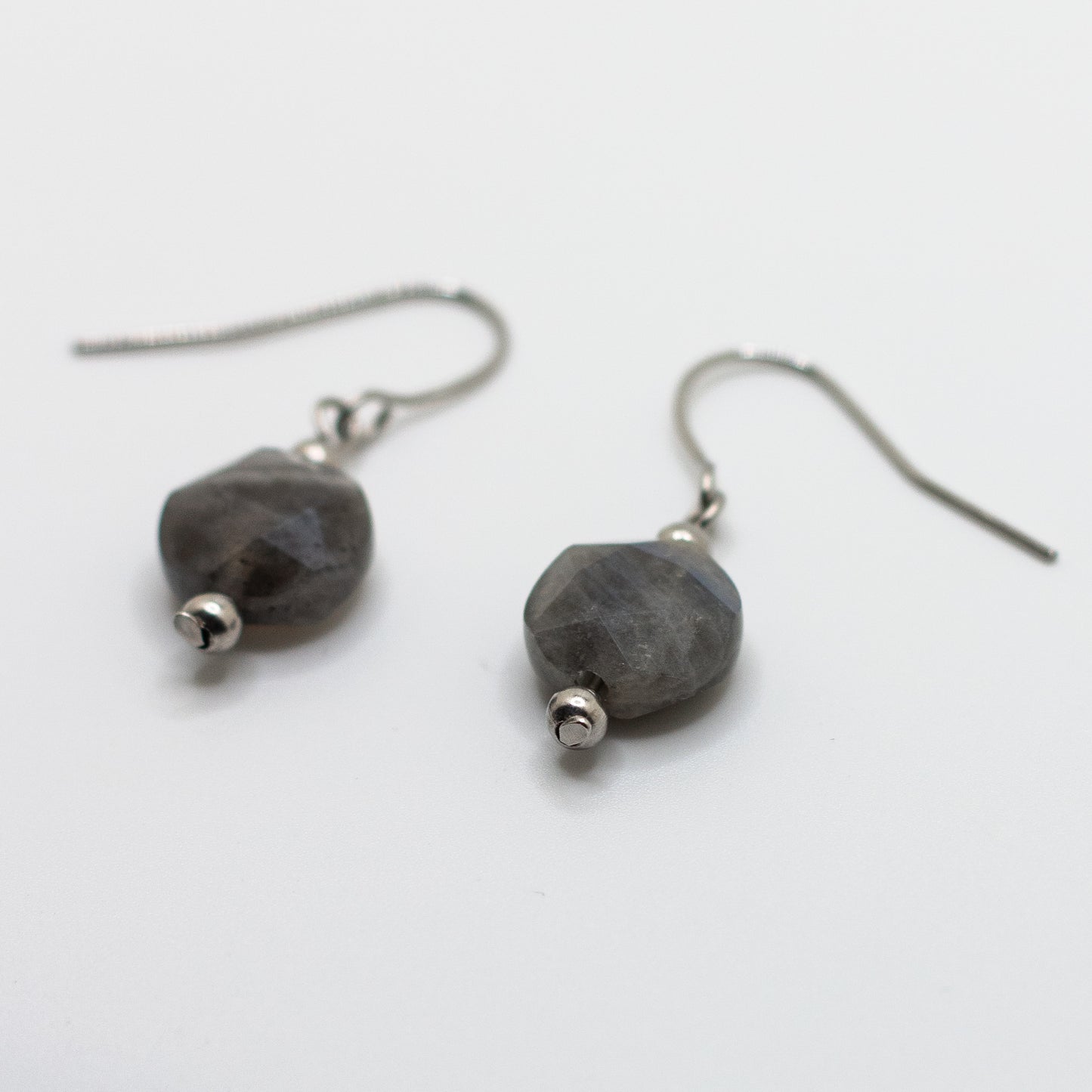 Labradorite Faceted Coin Earrings