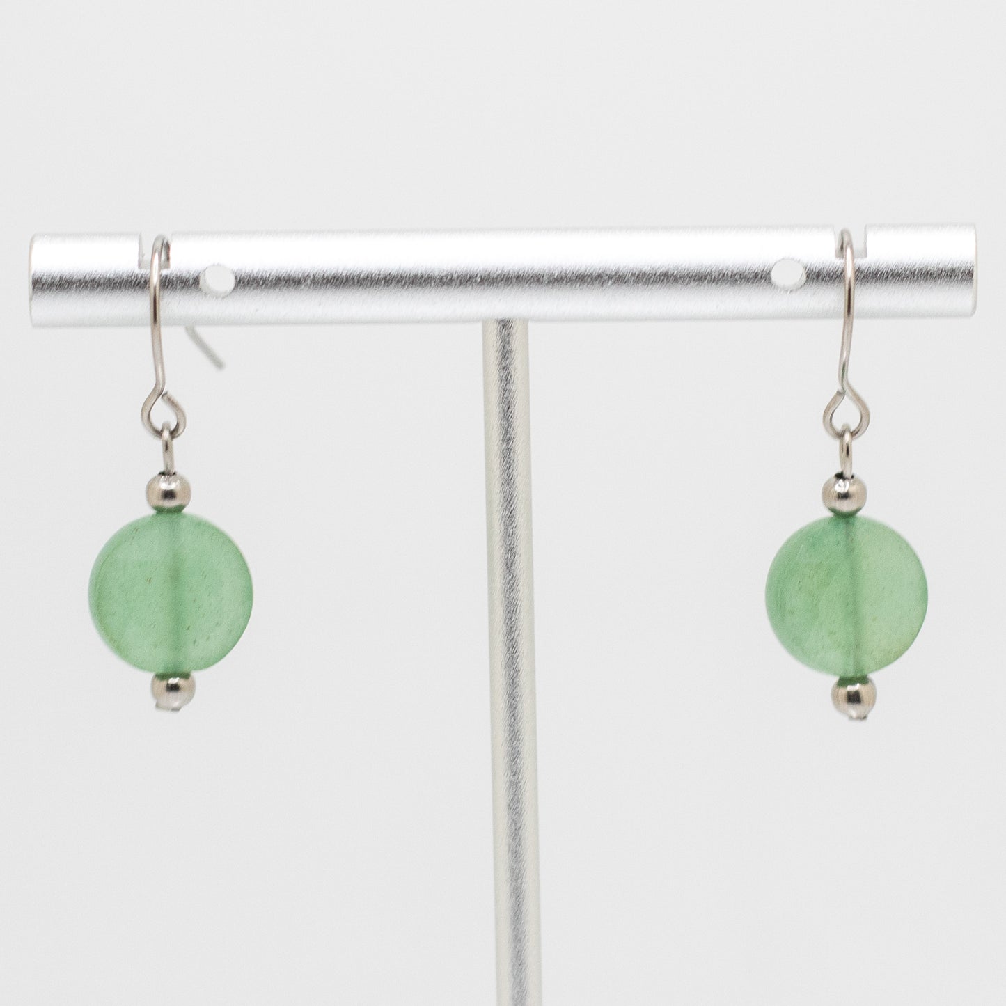 Green Aventurine Faceted Coin Earrings