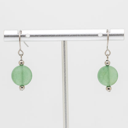 Green Aventurine Faceted Coin Earrings