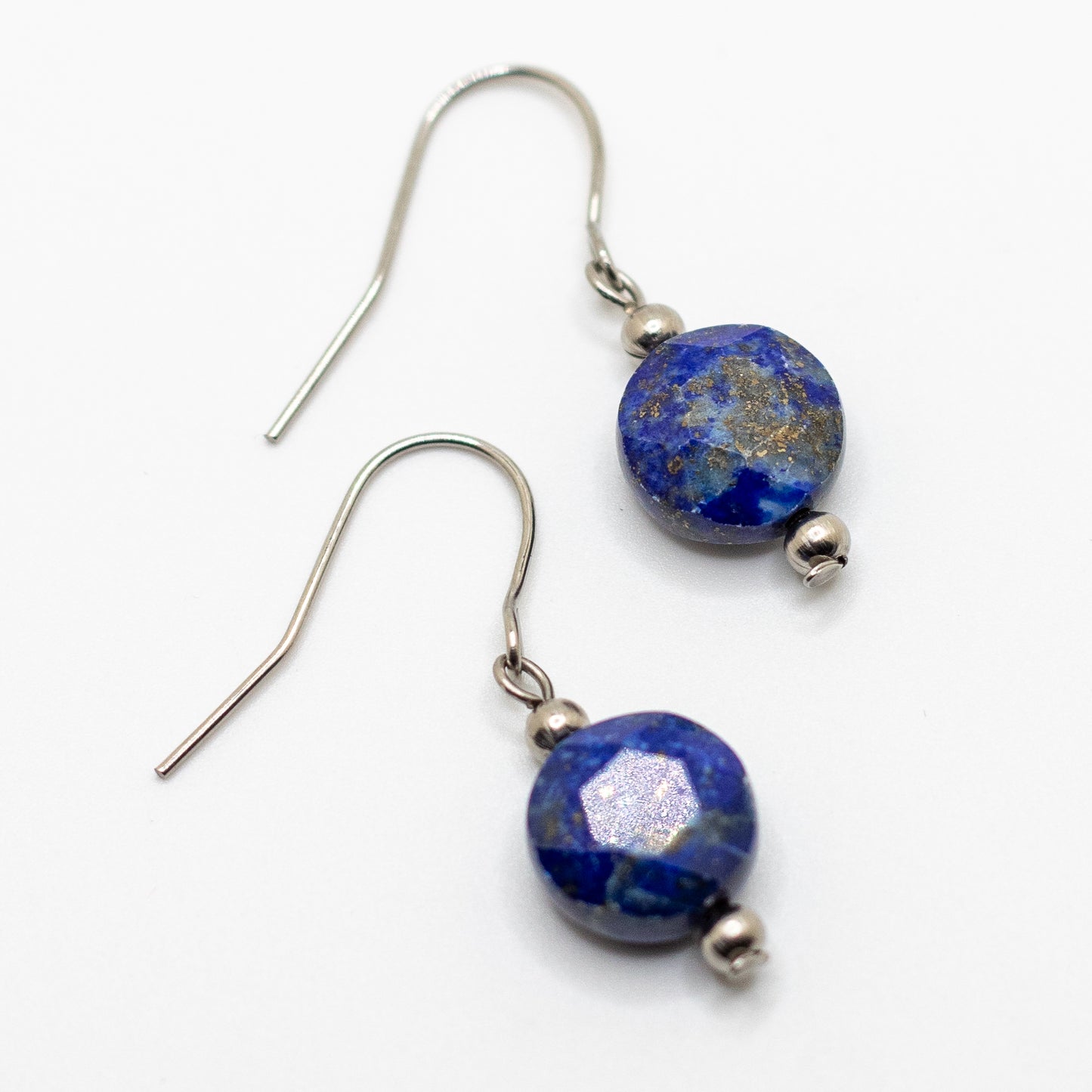 Lapis Lazuli Faceted Coin Earrings