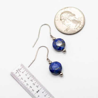 Lapis Lazuli Faceted Coin Earrings