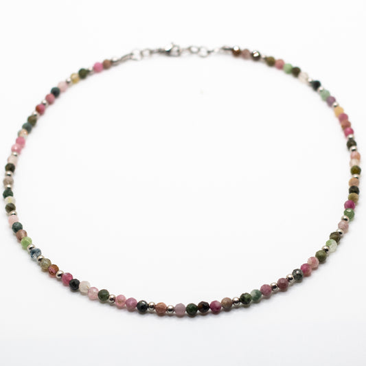 Microfaceted Watermelon Tourmaline Gemstone Necklace
