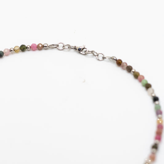 Microfaceted Watermelon Tourmaline Gemstone Necklace