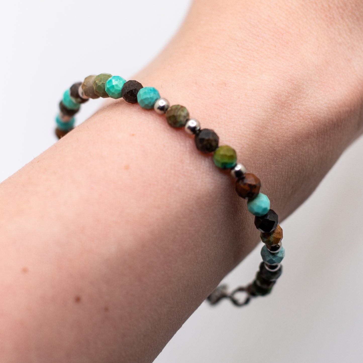 Microfaceted Turquoise Gemstone Bracelet