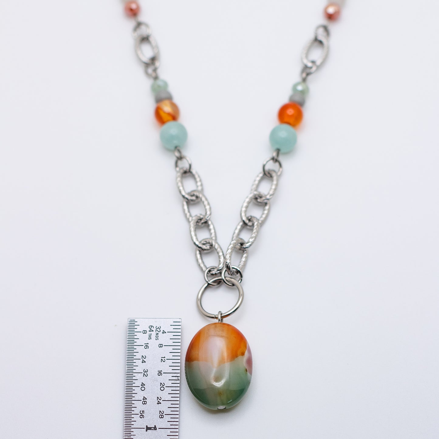 Orange & Mint Green Agate Necklace