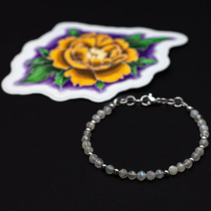 Peony & Labradorite ED Awareness Bundle | Sticker + Gemstone Bracelet
