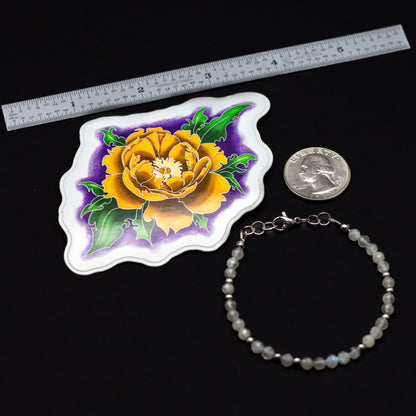 Peony & Labradorite ED Awareness Bundle | Sticker + Gemstone Bracelet
