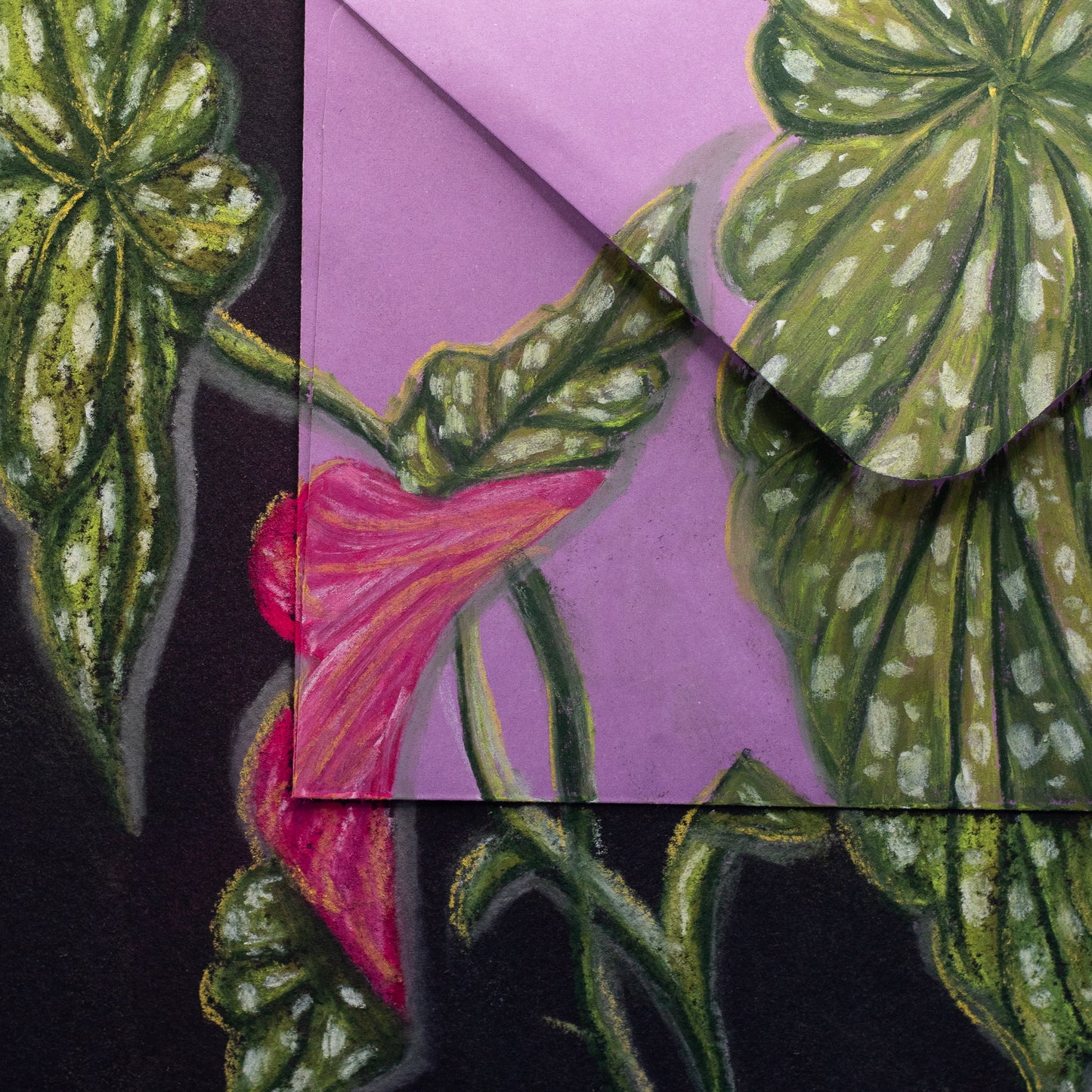 Unsent - Original Oil Pastel Illustration (Framed 15x12")