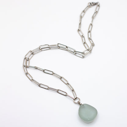 Lake Erie Gray Beach Glass Necklace