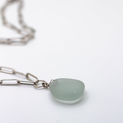 Lake Erie Gray Beach Glass Necklace